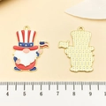 Macro detail showing front and back of US flag themed gnome enamel pendant with star hat - Independence Day Gnome (21710) / 30x23mm