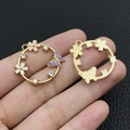 Macro detail of enamel butterfly flower charm with gold plating and sparkling crystals - Enamel Lotus Purple Butterfly (19002)