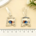 Creative resin goldfish water bag earrings in blue and orange with silver hooks - Blue Orange Simulation Transparent Bag Fish (21510)