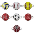 7-piece set of enamel sport ball charms including soccer and basketball for DIY jewelry - Mixed Sports Ball Styles