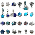 24-piece ocean themed ocean jewelry charms including turtle, starfish, and shark beads - Mixed Ocean Large Hole Beads Set (SN989)