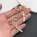 Golden metal bow pendant with long tassels for DIY jewelry necklaces and bracelets - Long Bowknot (21380)
