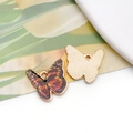 Dual-sided enamel butterfly charms in red and orange with gold-tone mesh back for DIY jewelry - 19053 Red Black Pattern Butterfly