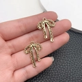 Colgantes de lazo dorado con diseño calado para collares y joyería hecha a mano - Lazo de Encaje (21388)