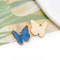 Blue enamel butterfly alloy pendant with gold plating and decorative black wing dots - 19060 Dark Blue Pattern Butterfly