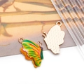 DIY colorful butterfly pendant in gold-tone alloy with vibrant enamel finish - Orange-Yellow Print Butterfly Style (15817)
