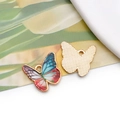 Blue and red enamel butterfly charm with gold back for DIY jewelry making - 19117 Blue Red Pattern Butterfly