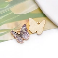 DIY butterfly pendant alloy charm with purple drip oil finish and gold plating detail - 19118 Purple Brown Wing Pattern Butterfly