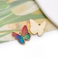 Rainbow enamel butterfly charm with gold metal back and hanging loop for DIY jewelry - 19119 Rainbow Gradient Butterfly