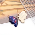 Deep blue and purple butterfly alloy pendant with golden textured back for DIY jewelry - Navy Blue Print Butterfly Style (15821)