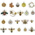 Lot de 19 breloques émaillées abeille et marguerite pour bijoux DIY et porte-clés - Variété d'Abeilles et de Fleurs (SN776)