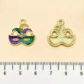 Ciondoli colorati per maschera di Carnevale viola verde oro con finitura glitter - Ciondolo Maschera Giullare (22049)