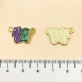 Ciondolo maschera Mardi Gras in smalto viola, verde e oro per creazione gioielli - Charm Lettere Mardi Gras (22050)