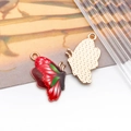 Enamel butterfly charm in red and black gradient with gold plated metal for DIY jewelry - Red Print Butterfly Style (15824)