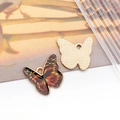 Vibrant orange and red butterfly pendant with golden metal back for DIY jewelry making - Printed Flower Butterfly Style (19053)