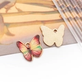 Zinc alloy butterfly pendant with red yellow green gradient enamel and gold metal base - Printed Flower Butterfly Style (19055)