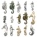 Assorted vintage alloy seahorse charms in gold and silver for DIY jewelry making - Assorted Marine Seahorse Series (SN806)