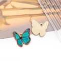 DIY cyan butterfly pendant with gold plating and colorful enamel finish for jewelry making - Blue Flower Butterfly Style (19056)