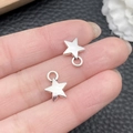 Polished silver five-pointed star charms with top loop for DIY jewelry making - Antique Silver Small Five-Pointed Star 9x12mm (5812)