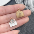 Pink heart love letter envelope alloy charm for DIY necklace and bracelet jewelry - Pink Enamel Zinc Alloy Love Letter Charm (21525)