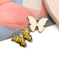 Pendentif papillon DIY pour la création de bijoux avec finition émail jaune - Papillon Imprimé Jaune (12417)