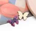 Pendentif papillon en alliage doré avec émail violet pour création de bijoux DIY - Papillon Imprimé Violet (12418)