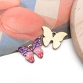 Pendentif papillon coloré et breloque en métal doré pour la création de bijoux DIY - Papillon Imprimé Rose (12424)