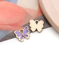 Pendentif papillon en émail violet et alliage doré pour la création de bijoux - Papillon en Émail Violet (12490)
