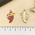 Detail of Mexican style chili pendant showing size measurement and cartoon mustache design - Hat Moustache Chili (21845) / 30x18mm / Red