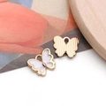 Pendentif papillon en alliage avec émail blanc et dos texturé doré pour bijoux - Papillon Émail Blanc (11862)