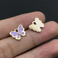 DIY butterfly pendant with purple enamel finish and gold plating for jewelry making - Purple Enamel Butterfly (12490)