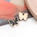 Pendentifs papillon DIY avec finition dorée et design en émail noir brillant - Papillon Émail Noir (11865)