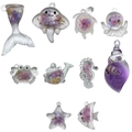Pendentifs de mer DIY en résine lumineuse colorée avec paillettes violettes et dorées - Ensemble Océan Violet 10 Styles (SN971)
