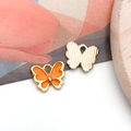 Pendentifs papillon en émail orange et métal doré texturé pour la création de bijoux DIY - Papillon Émail Orange (12491)