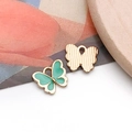 Pendentif papillon vert menthe avec plaquage doré pour bijoux et bracelets DIY - Papillon Émail Vert Clair (12492)