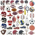 Assorted sports themed alloy enamel charms including football, basketball and sneakers - Mixed Sports Collection Set (SN1076)
