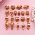 Rose gold bail beads for DIY jewelry making with diverse engraved patterns and loops - Mixed Styles (SN854)
