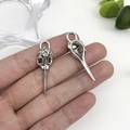 Set of two antique silver bird skull pendants for DIY jewelry making and necklaces - Antique Silver Skull Bird Head 12x40 (4851)