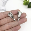 Pair of vintage silver bird skull alloy pendants for DIY necklace jewelry making - Antique Silver Skull Bird Head 31x14 (7524)