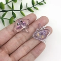 Pendentifs faits main champignon et renard en résine violette avec paillettes et or - Raie Manta Violette (18964)