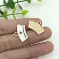 Nurse hat alloy enamel charm in white and gold finish for DIY jewelry making - White Rectangular Nurse Hat