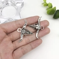 Paire de pendentifs crâne de taureau en argent vintage pour colliers DIY avec détails punk - Crâne de Taureau Zodiaque Argent Antique 30.5x45.5mm (18828)