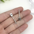 Antique silver shovel pendants with Love engraving for DIY jewelry making - Antique Silver Cutlery Spatula (8833) / 6x35mm