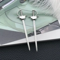Pair of vintage silver sword pendants made of alloy for DIY jewelry and bookmarks - Antique Silver Rapier Sword (8077)