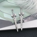 Antique silver sword pendants for DIY jewelry making on a stylized art background - Antique Silver Zinc Alloy Sword (16172)