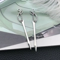 Antique silver sword charms for DIY jewelry making with detailed hilt and ring top - Antique Silver Zinc Alloy Sword (16175)