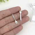 Silver alloy fork charm with circular hanging loop for DIY jewelry and keychains - Antique Silver Cutlery Fork Small (8839)