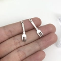 Pair of antique silver fork charms for DIY jewelry making and keychain accessories - Antique Silver Zinc Alloy Tool Tableware Fork (11231)