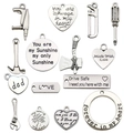 Antique silver tool and heart charms set for DIY jewelry Father's Day necklace making - Mixed 15pcs Antique Silver Father's Day Series (SN790)