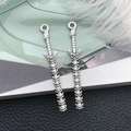 Pair of antique silver sword pendants with spine design for DIY jewelry making - Antique Silver Zinc Alloy Sword (16181)